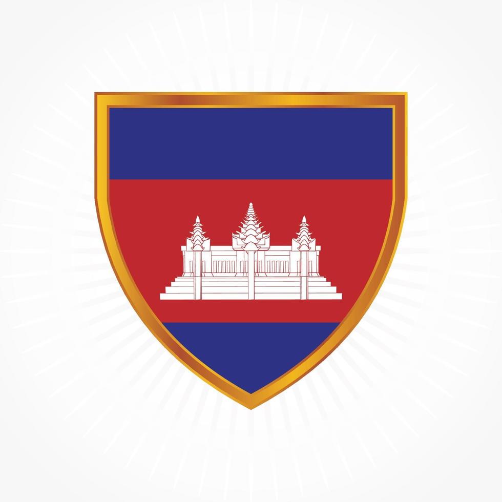 Vetor da bandeira do Camboja com moldura de escudo