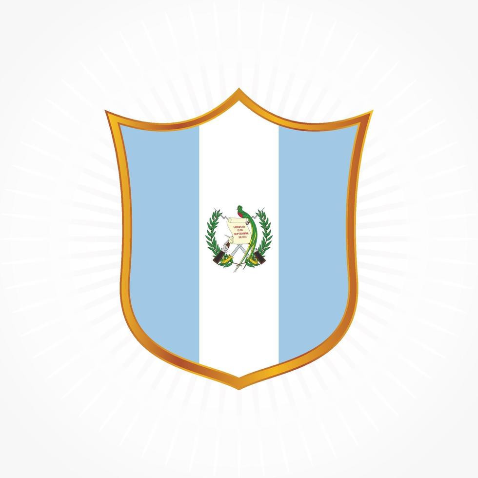 Vetor de bandeira da guatemala com moldura de escudo