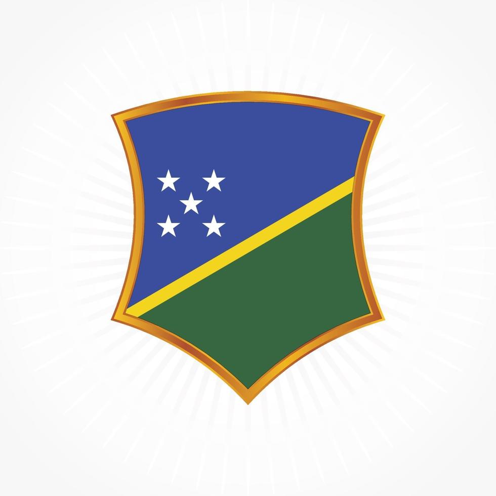 vetor de bandeira da ilha de Salomão com moldura de escudo