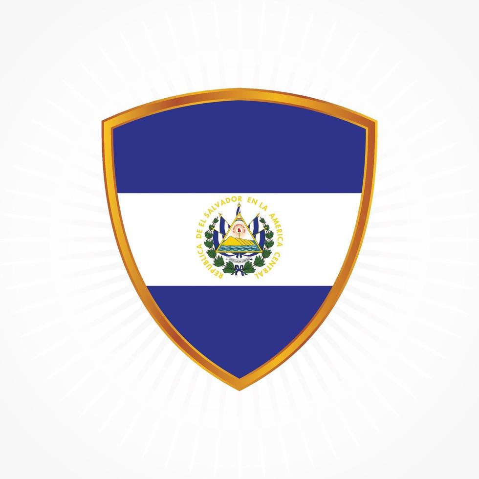 vetor de bandeira de el salvador com moldura de escudo