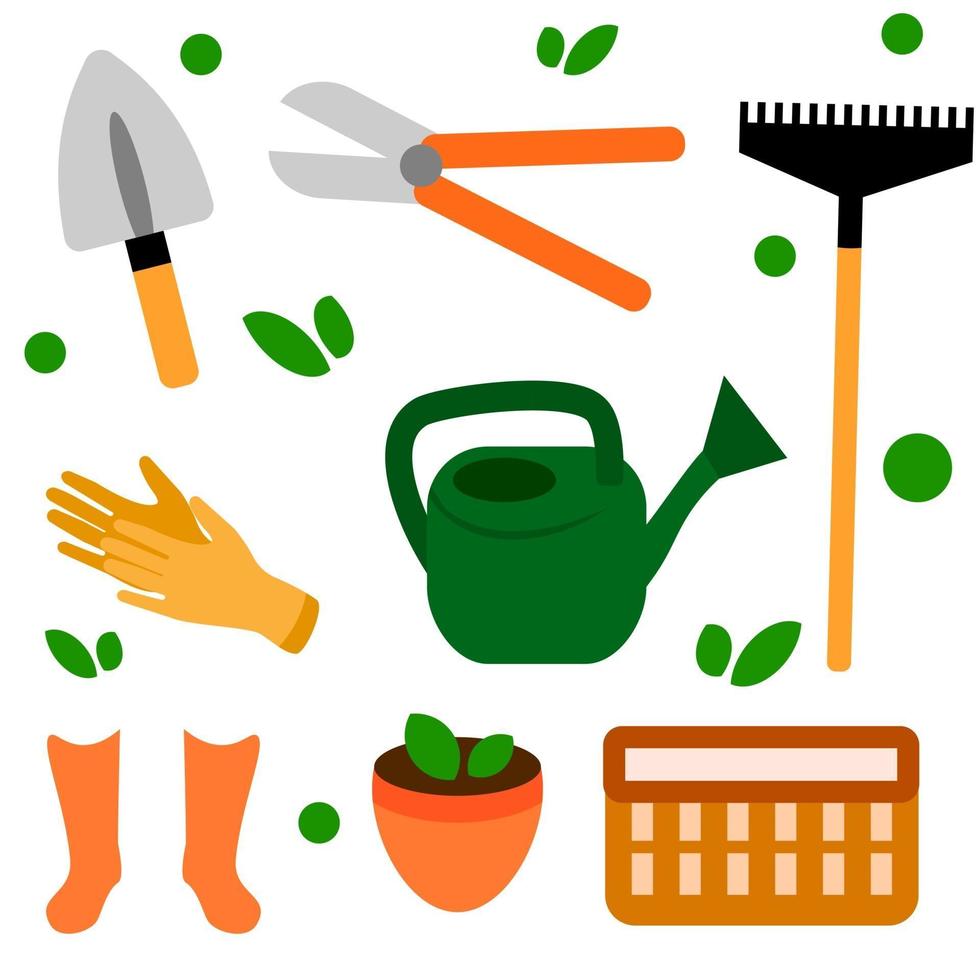 conjunto de ferramentas de jardinagem vetor