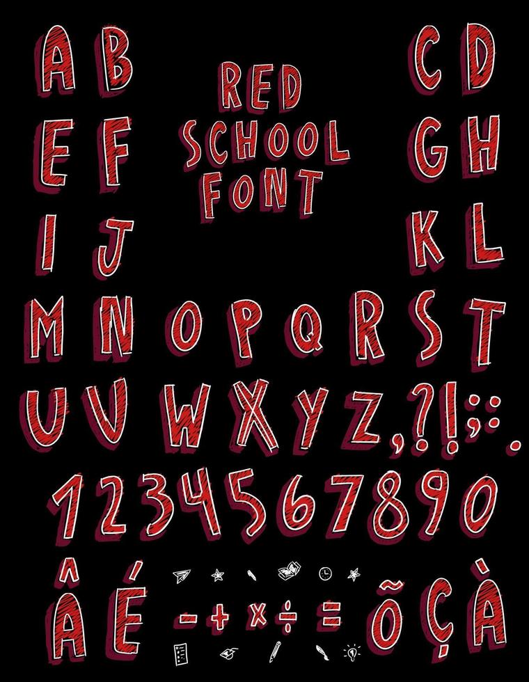 alfabeto de giz escolar vermelho vetor