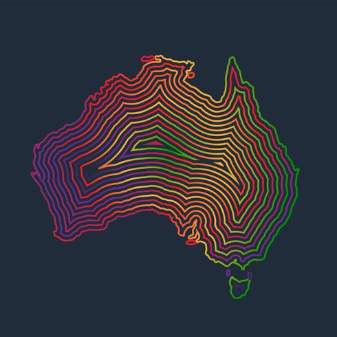 Austrália colorida feita por traços, vetor