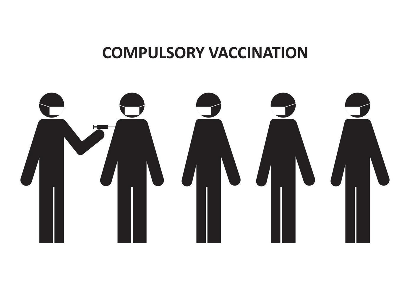 pôster de vacinação obrigatória com pessoas mascaradas vetor