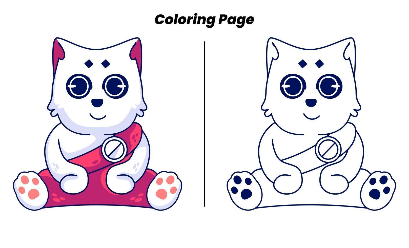 rei gato fofo com páginas para colorir vetor