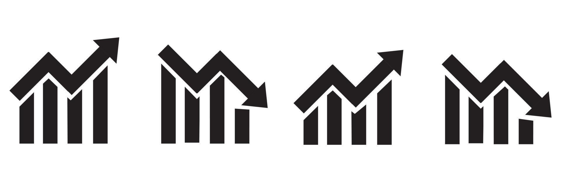 crescente conjunto de ícones de gráfico de barras. aumento simples do gráfico. Barra de progresso vetor