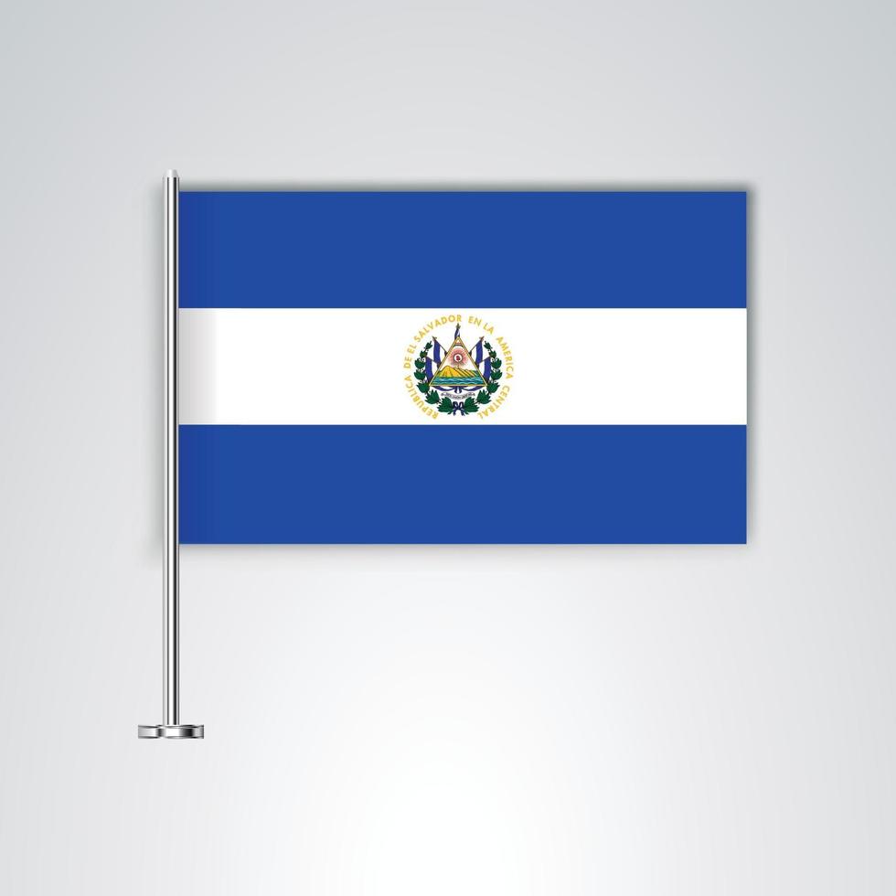 bandeira de el salvador com vara de metal vetor