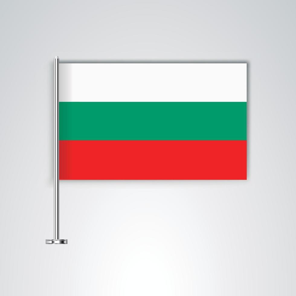 bandeira da bulgária com haste de metal vetor