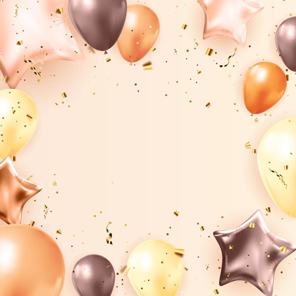 feliz aniversário, parabéns banner design com confete, balões vetor