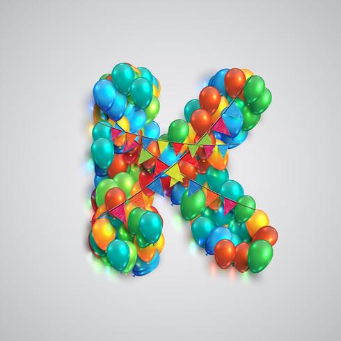 Fonte colorida feita por balões, vetor