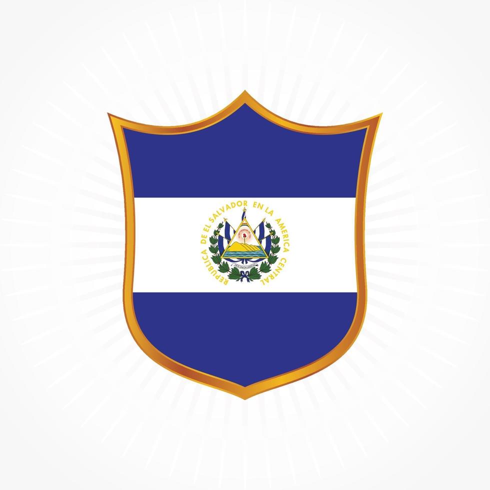 vetor de bandeira de el salvador com moldura de escudo