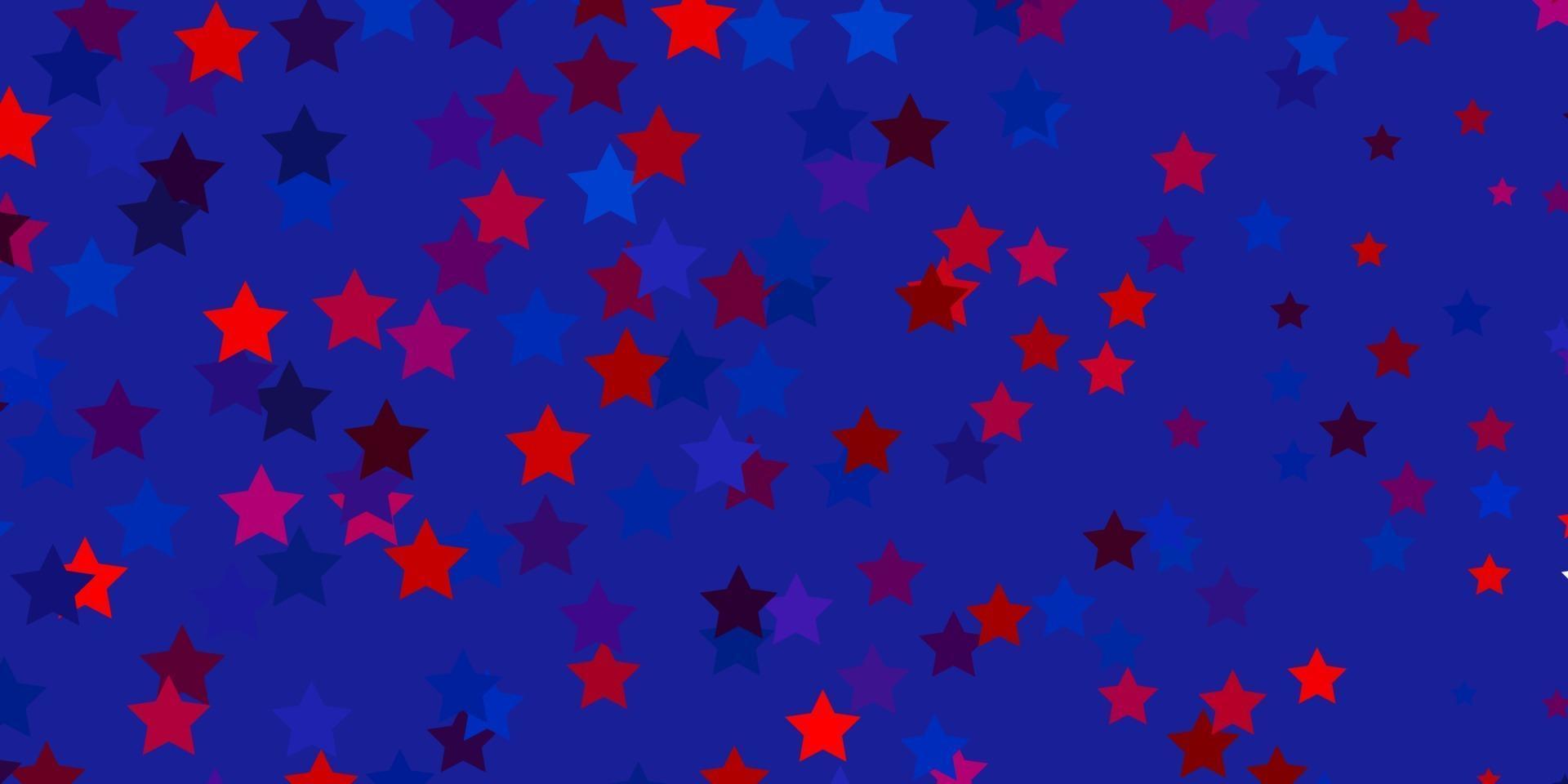 layout de vetor azul e vermelho claro com estrelas brilhantes.