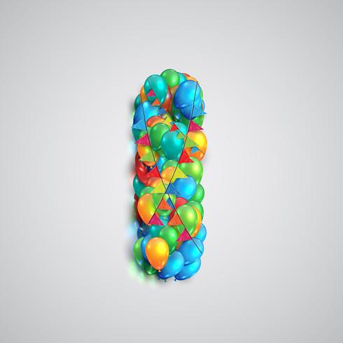 Fonte colorida feita por balões, vetor