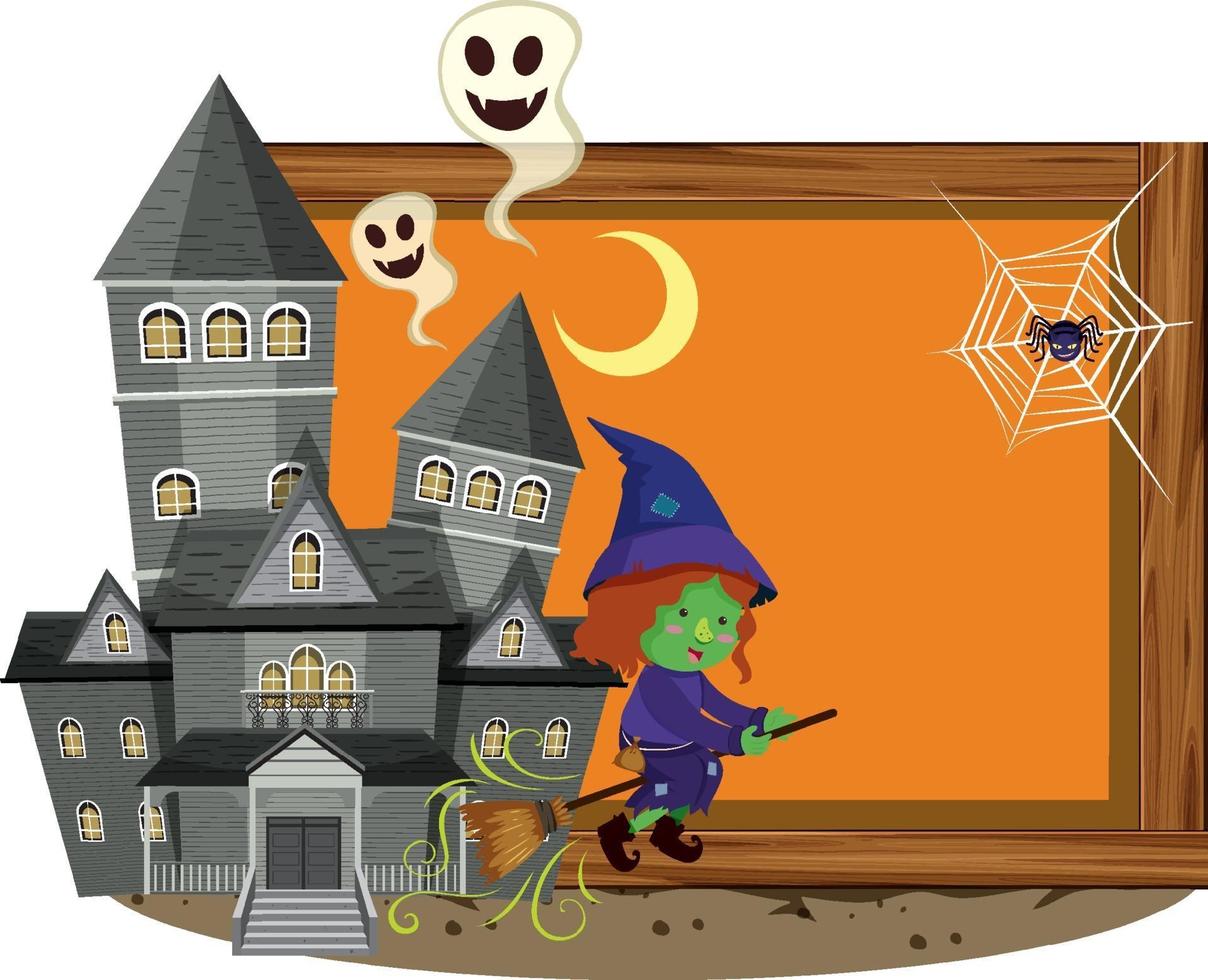 quadro indicador de halloween com desenho de bruxa vetor