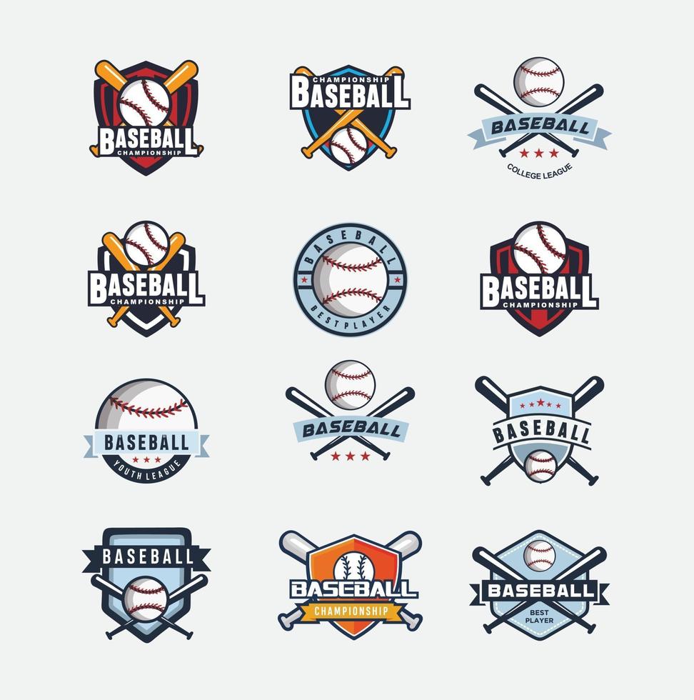 conjunto de inspiração de design de esporte de campeonato de logotipo de beisebol vetor