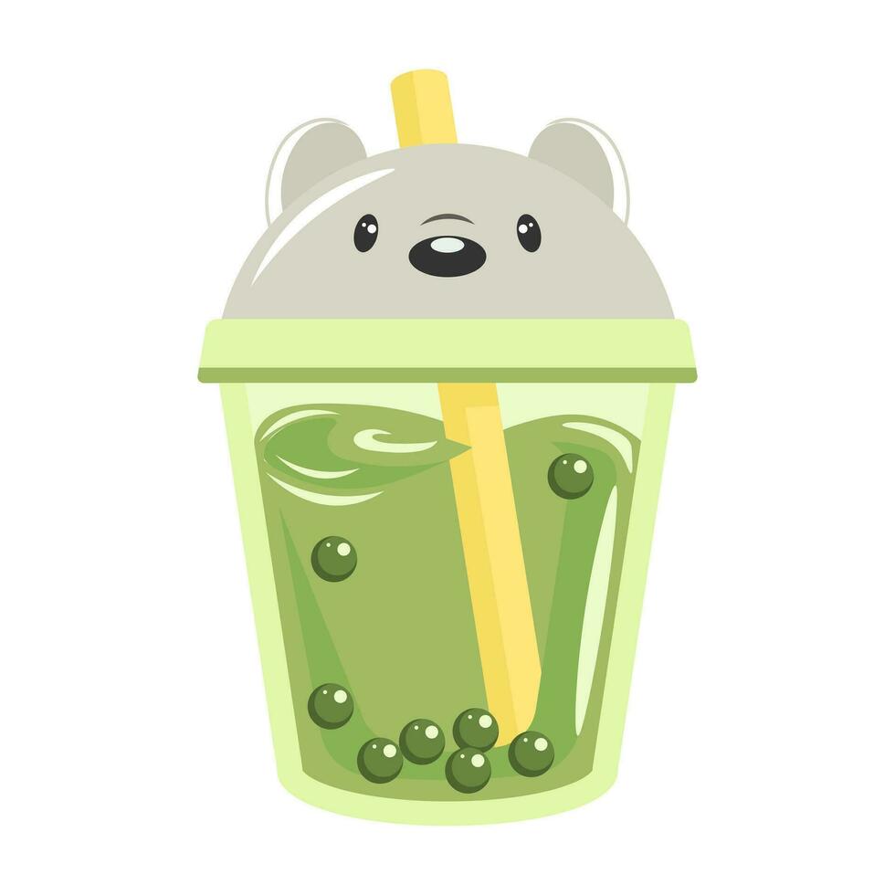 uma vidro do milkshake com uma urso. beber ícone, desenho animado plano ilustração, vetor