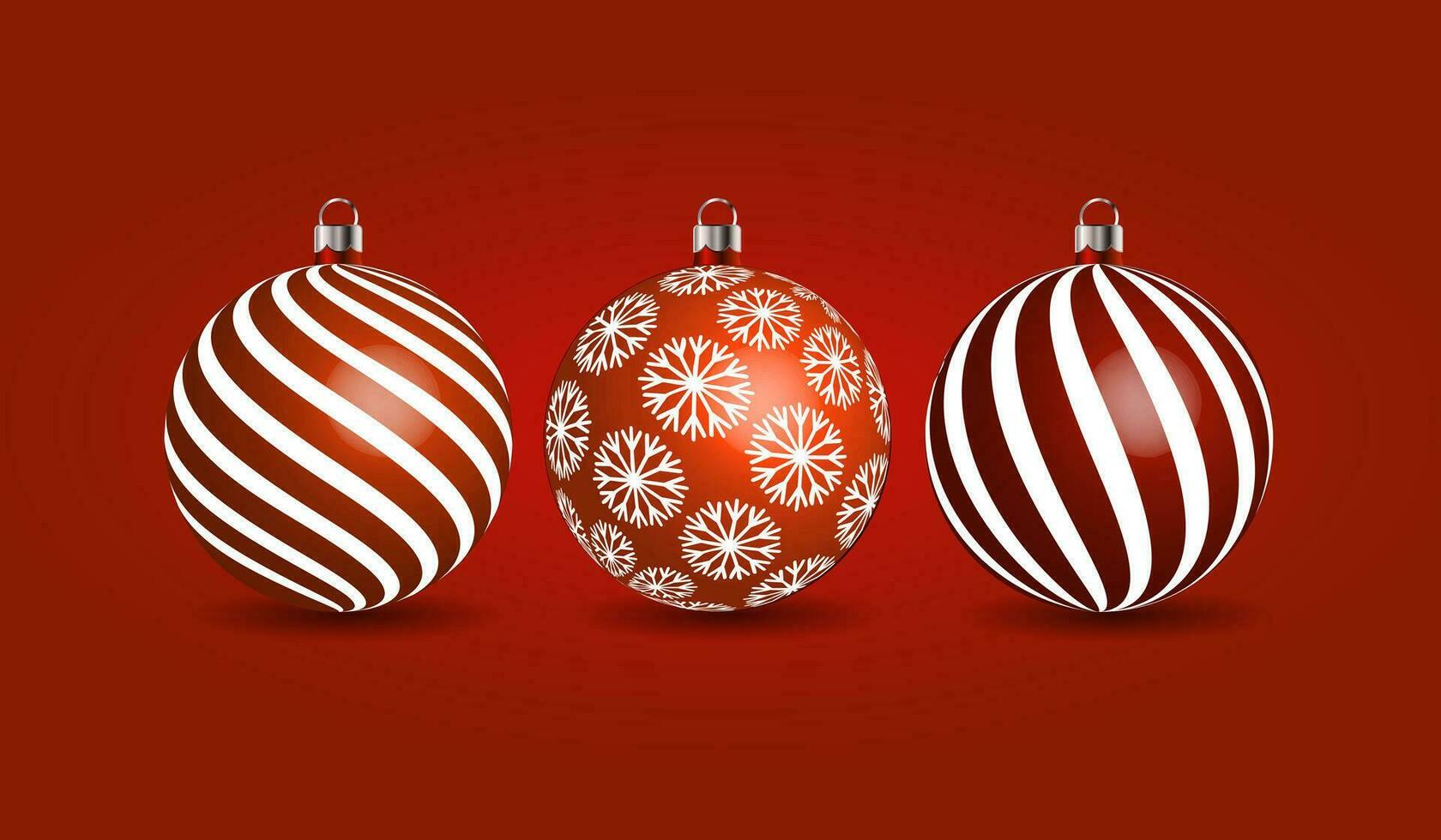 brilhante vermelho Natal bolas em uma fundo com luzes. 3d ilustração, Natal cartão, vetor