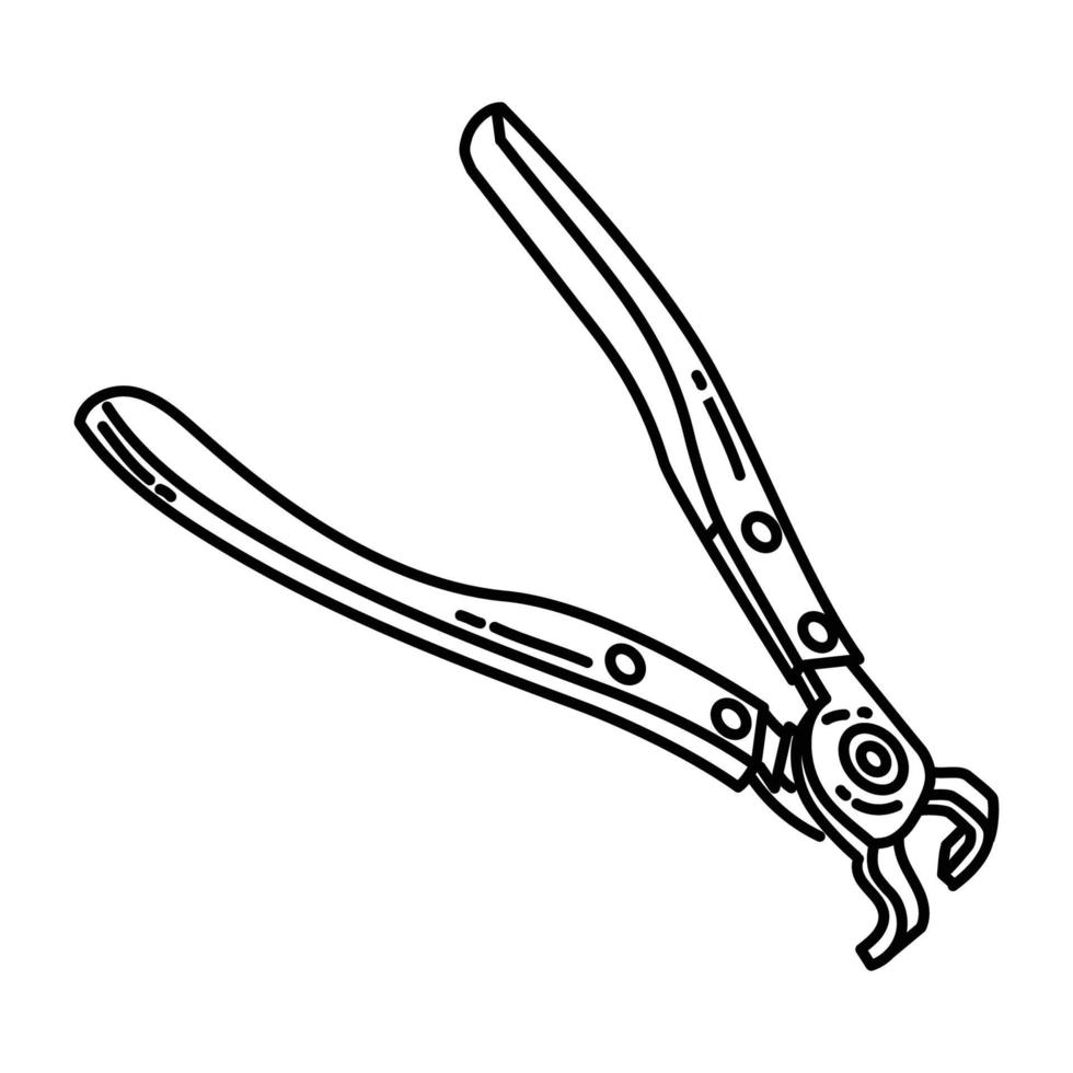 ícone de alicate de braçadeira de mangueira. doodle desenhado à mão ou estilo de ícone de contorno vetor