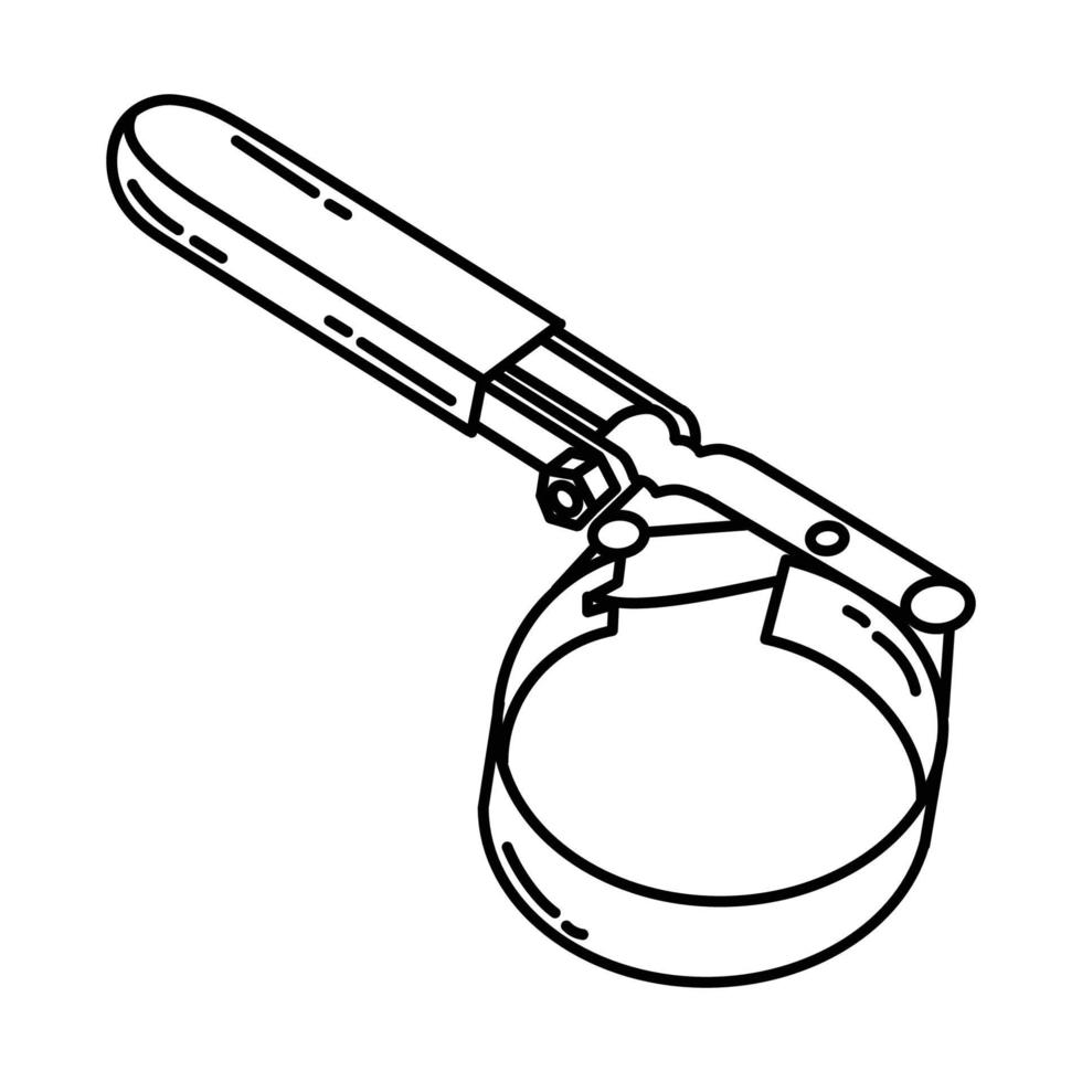 ícone de chave inglesa de filtro de óleo. doodle desenhado à mão ou estilo de ícone de contorno vetor