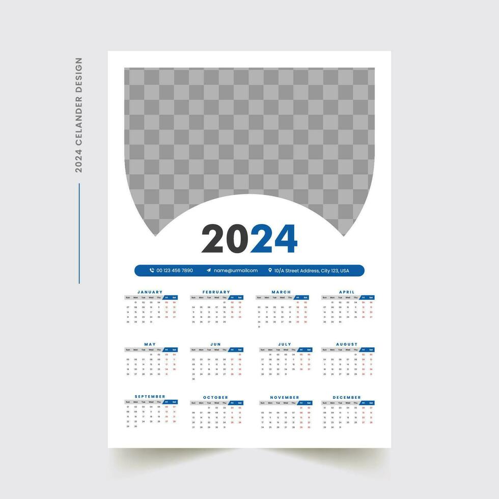 parede calendário Projeto 2024 vetor