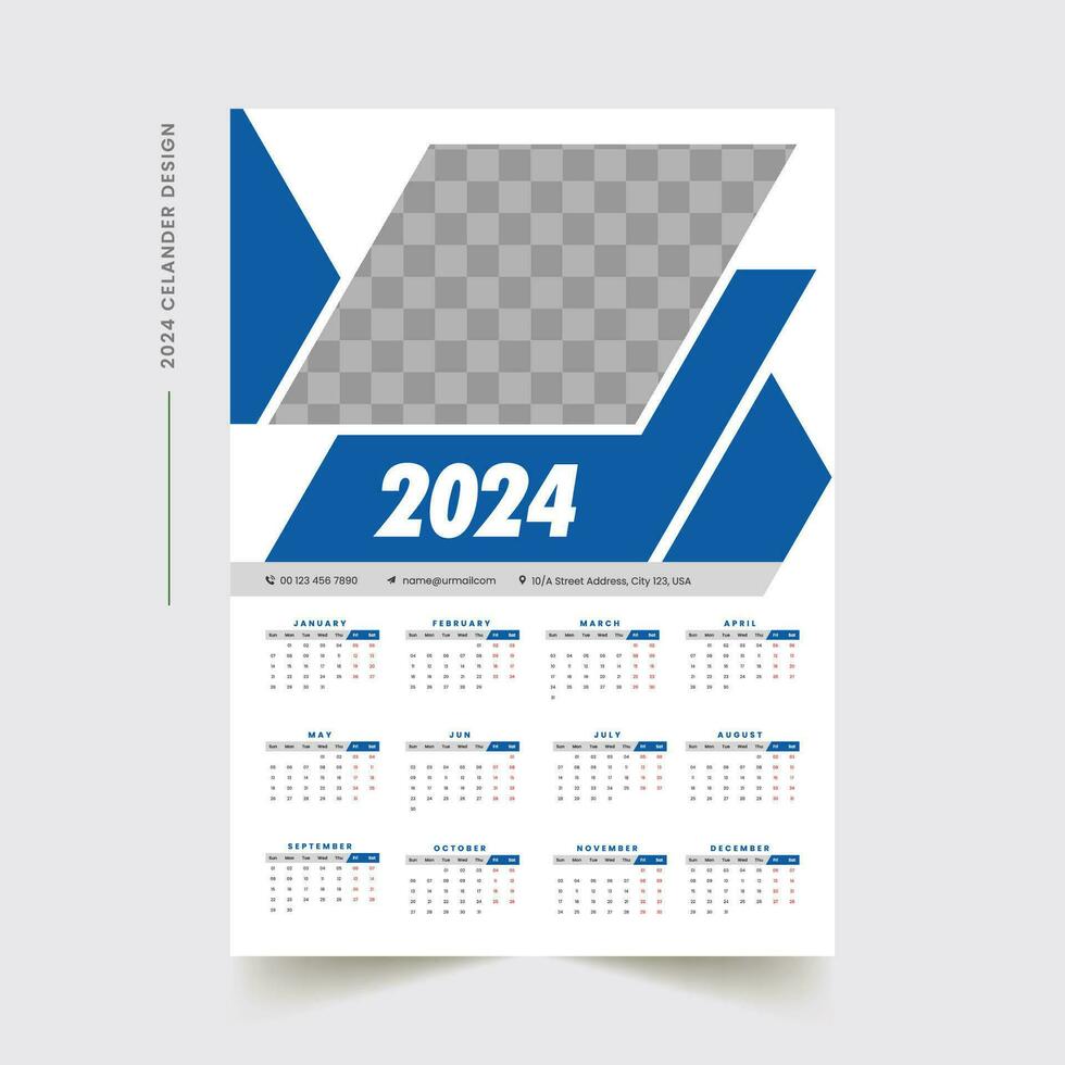 parede calendário Projeto 2024 vetor