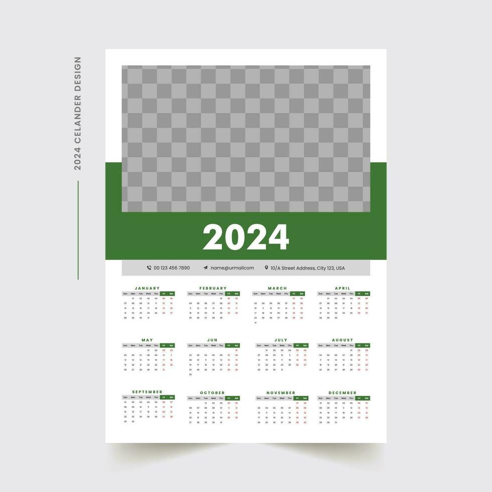 parede calendário Projeto 2024 vetor