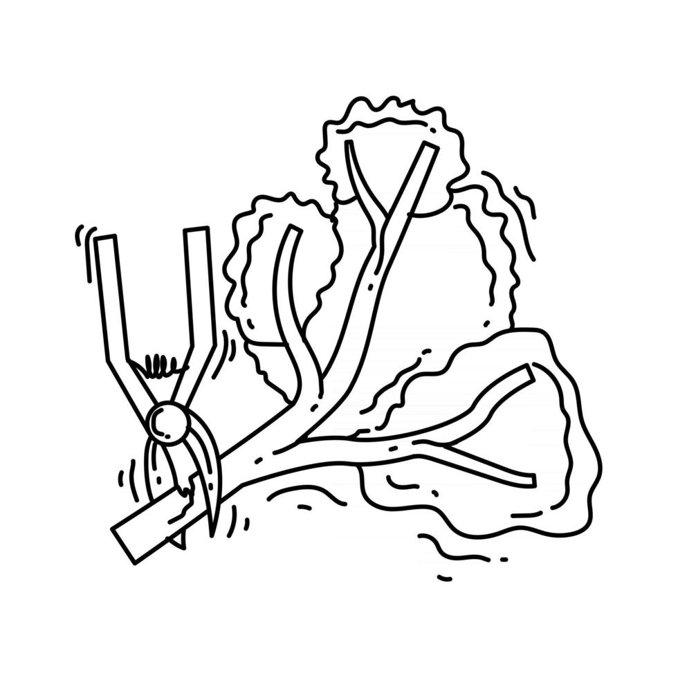 ícone de poda de jardinagem. ícone desenhado à mão, contorno preto, vetor