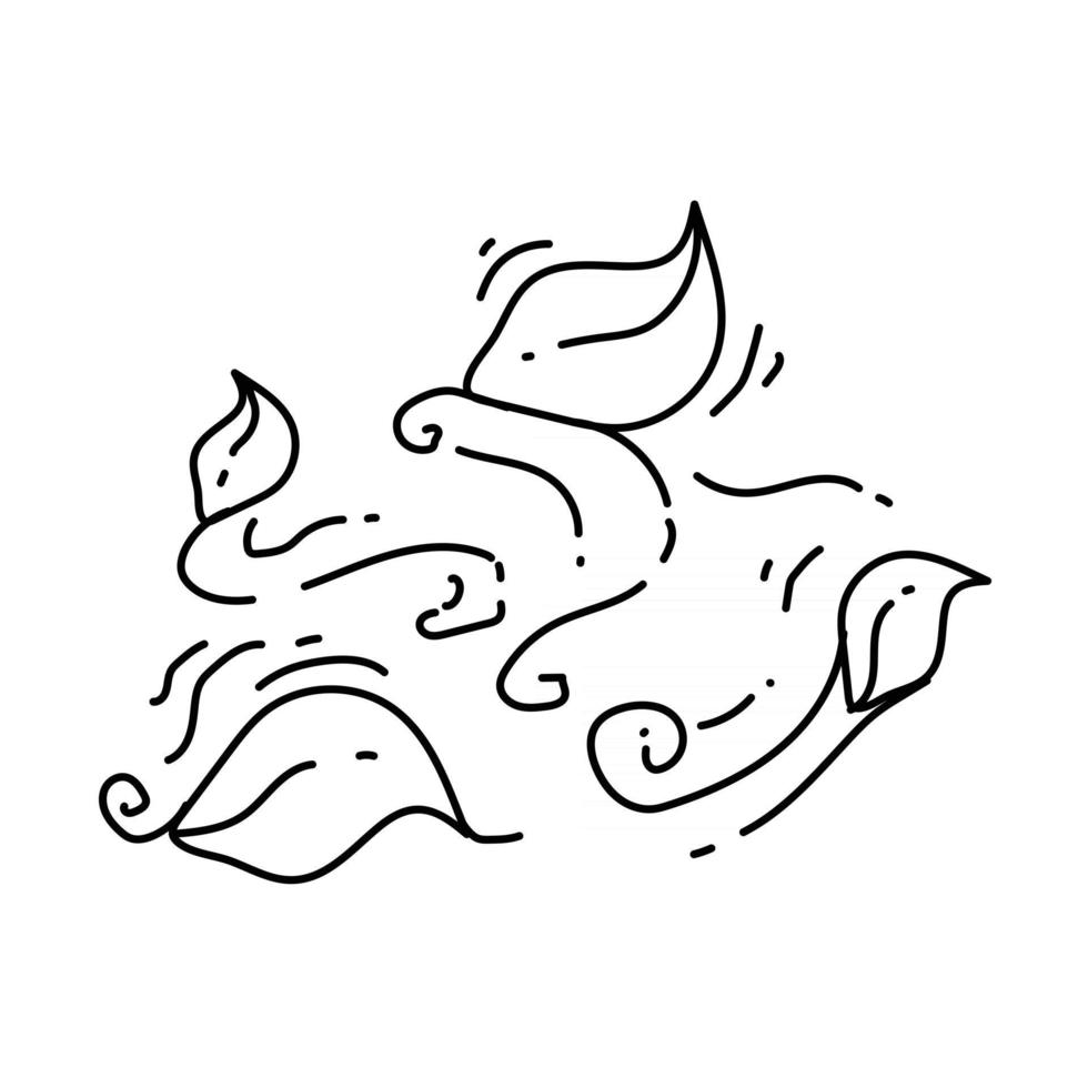 ícone do vento de jardinagem. ícone desenhado à mão, contorno preto, vetor