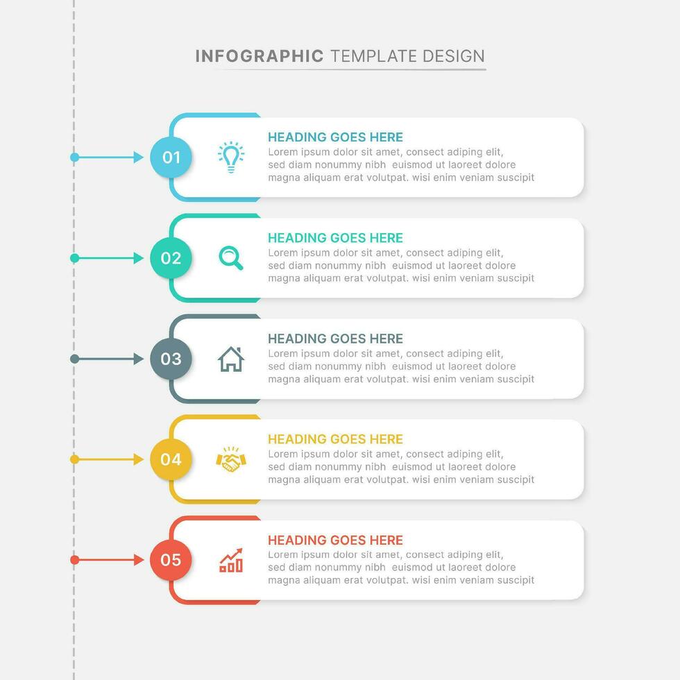 simples o negócio infográfico Projeto modelo com 5 pontos vetor