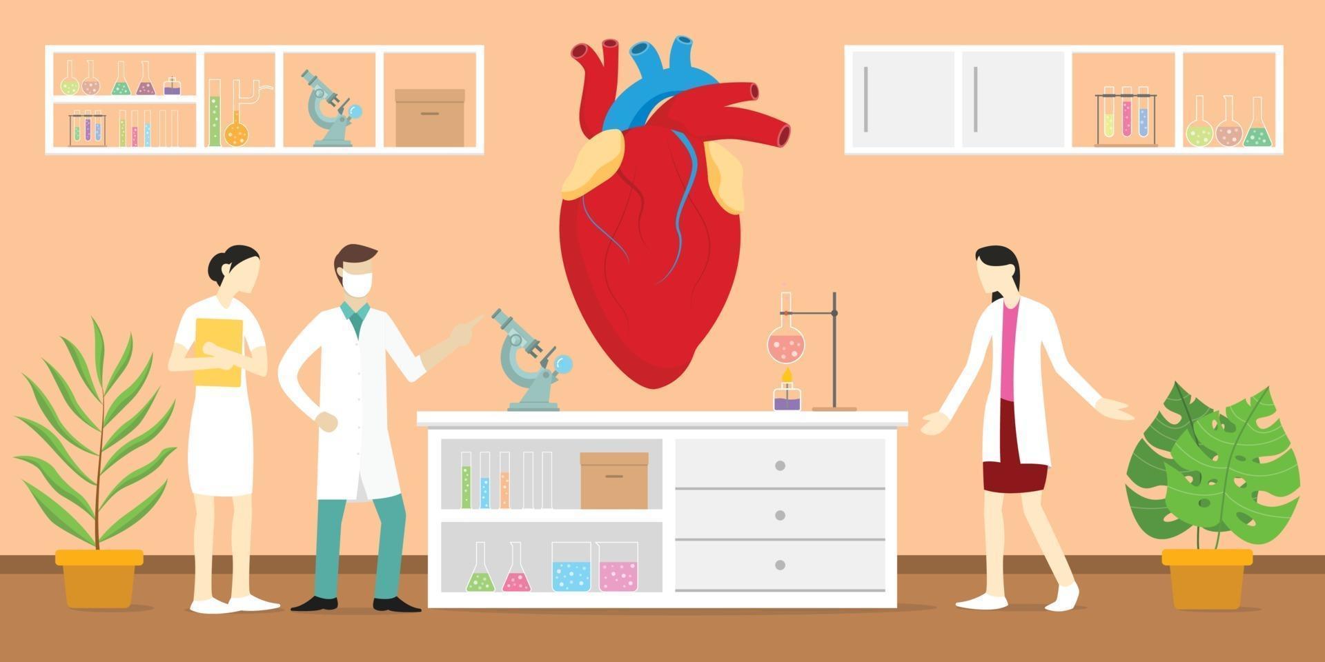 saúde análise da ciência da anatomia do coração humano no laboratório vetor