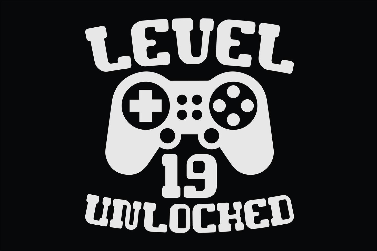 nível 19 desbloqueado engraçado vídeo jogador 19 aniversário camiseta Projeto vetor