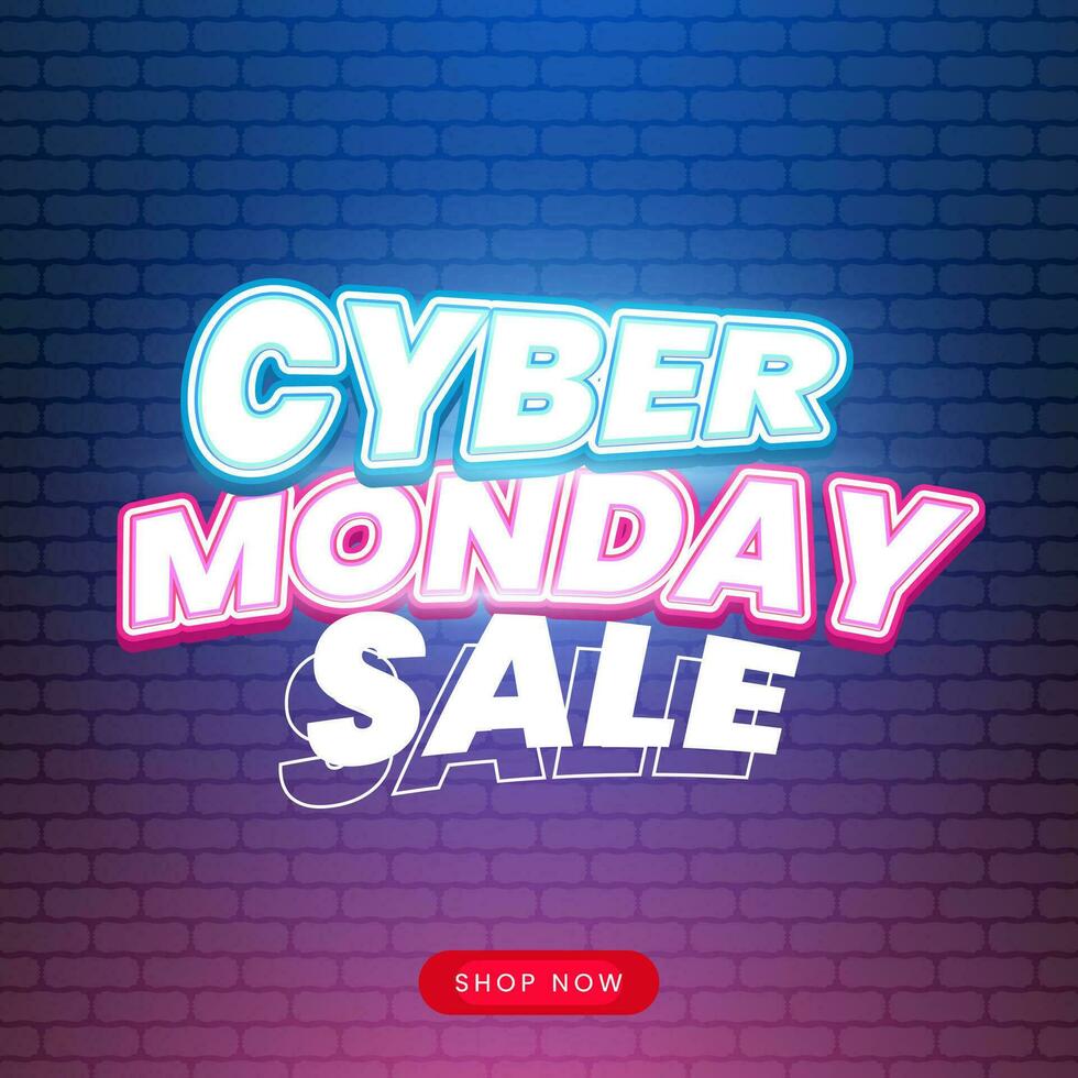 cyber Segunda-feira venda especial oferta com luz azul e Rosa texto Projeto para, varejo poster, promoção, compras. vetor ilustração