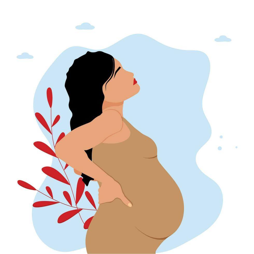 mãe e criança. silhueta do uma grávida mulher com uma criança dentro dela útero. vetor ilustração