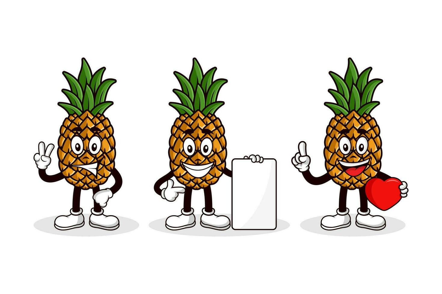 abacaxi fruta desenho animado personagem Projeto coleção vetor