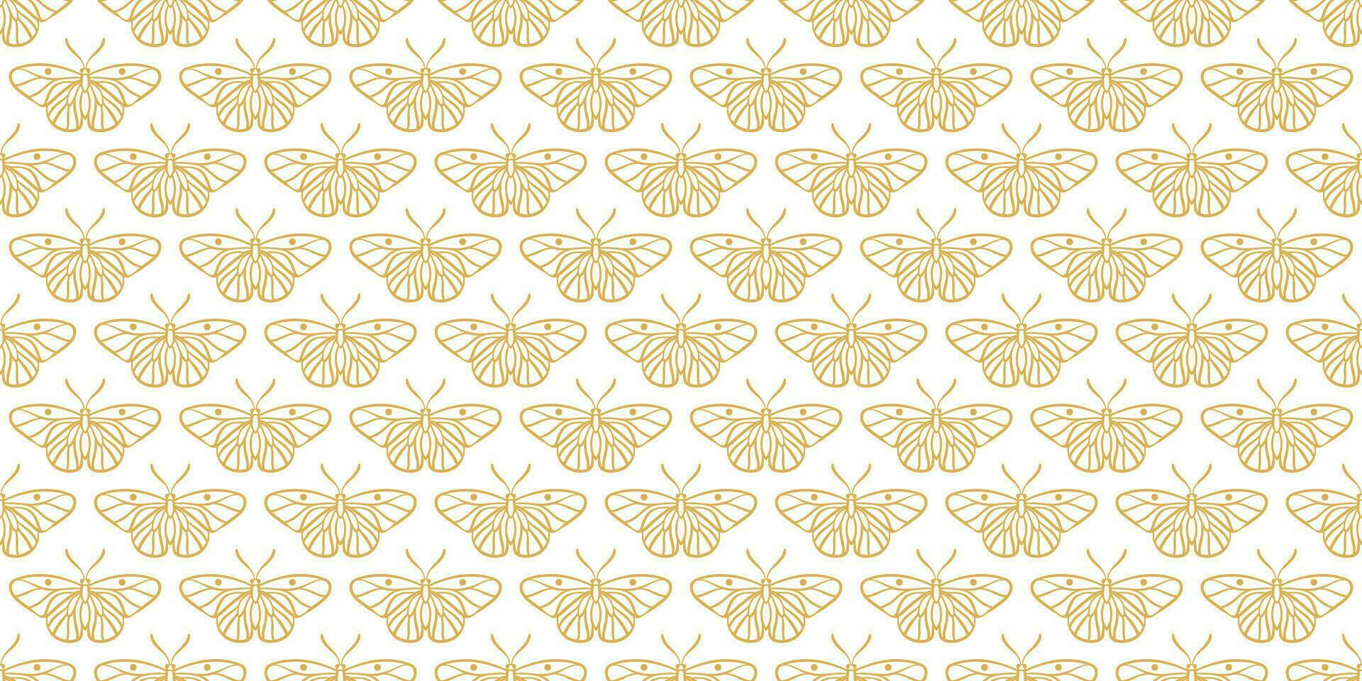 branco e ouro borboleta linha arte vetor padronizar fundo, desatado recorrente papel de parede