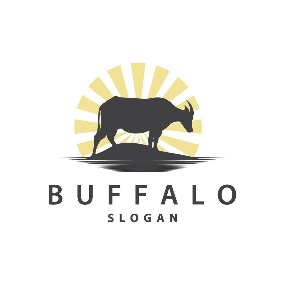 minimalista búfalo logotipo modelo ilustração símbolo vetor