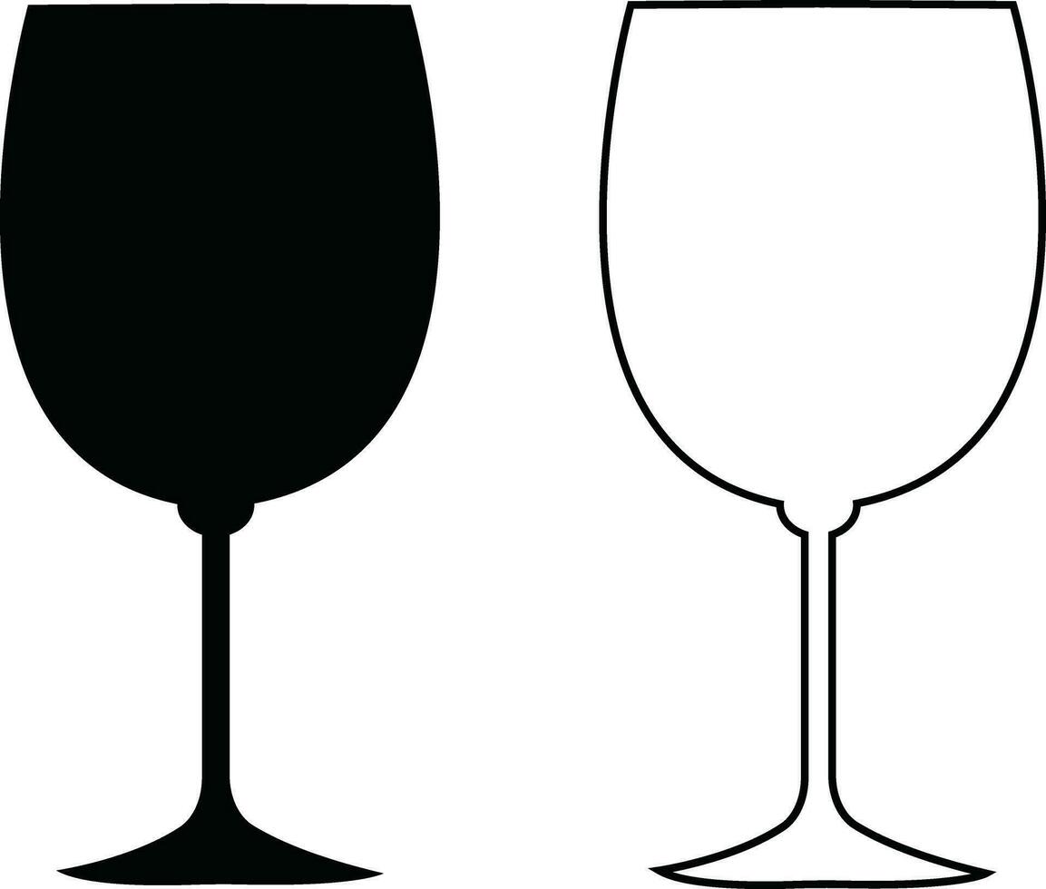 vinho óculos ícones conjunto simples símbolo do bar, restaurante. . vários vinho vidro plano ou linha vetor Preto silhueta coleção para Móvel conceito e rede Projeto.