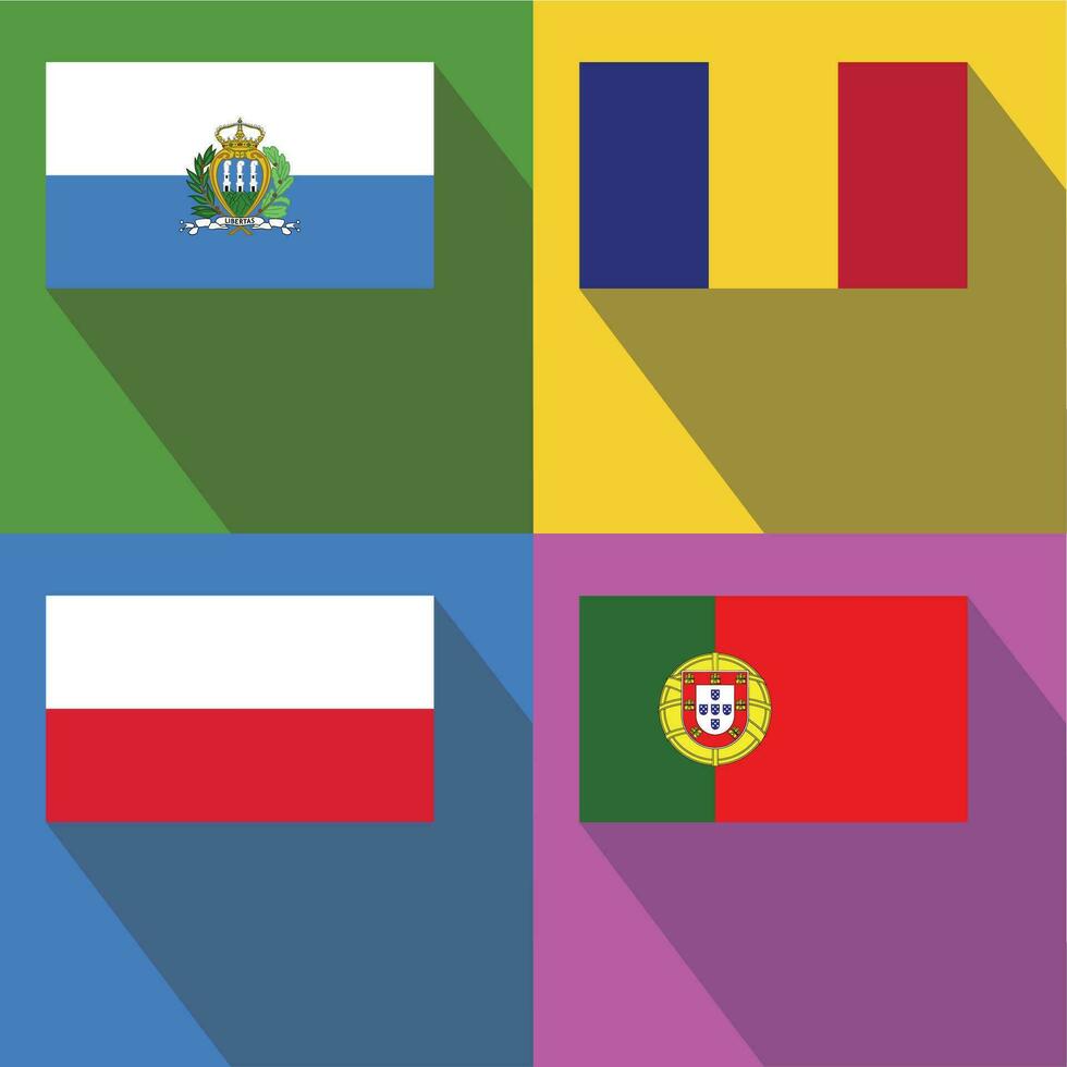 Portugal, Polônia, romênia, san marino bandeiras vetor