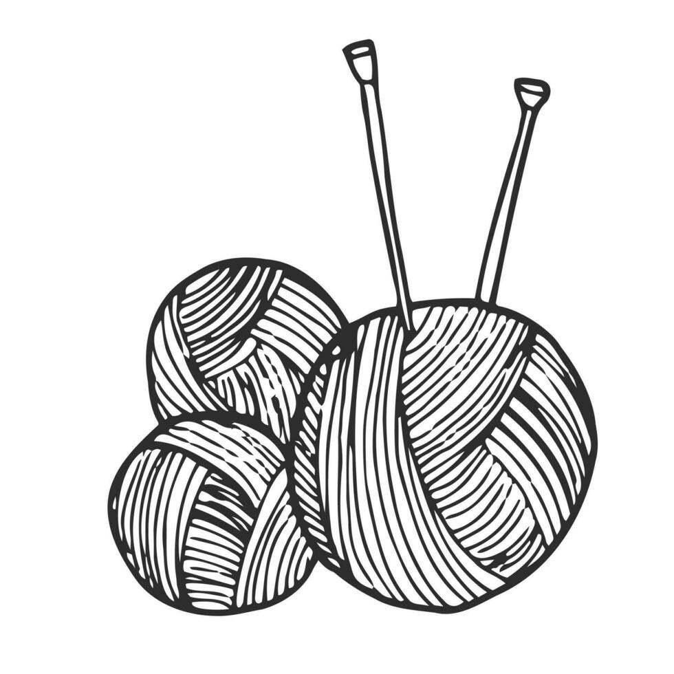 vetor tricô agulhas e bola do lã fio logotipo. vetor ilustração simples rabisco estilo. símbolo do tricô, passatempo, bordado. minimalista logotipo