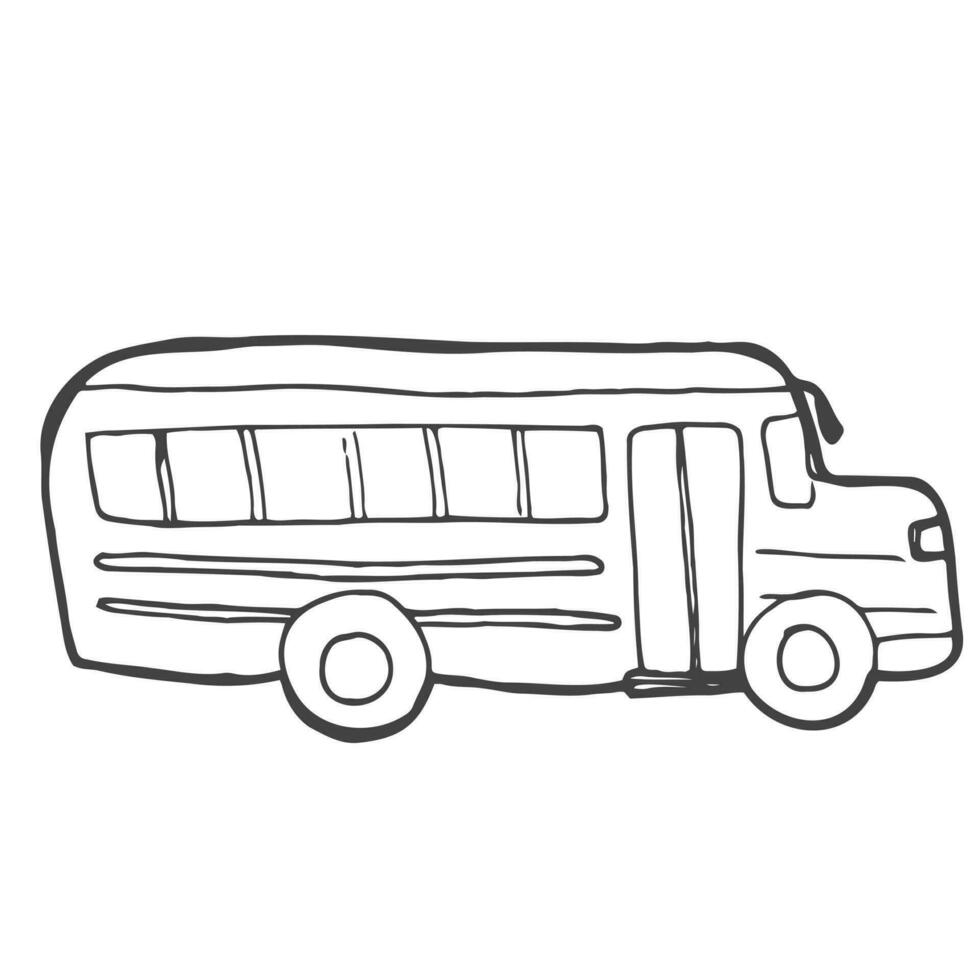 escola ônibus ícone. delineado em branco fundo. vetor