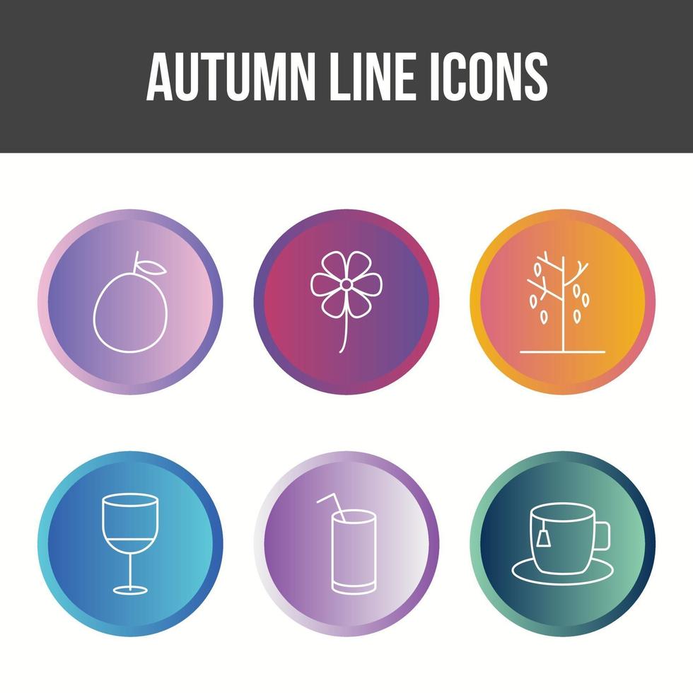 conjunto único de ícones de vetor de outono