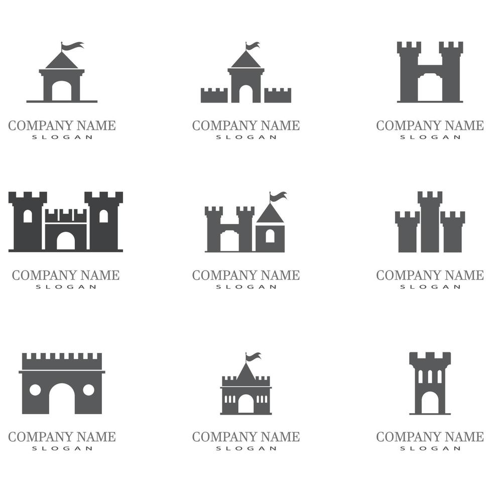 castelo logo modelo vector símbolo ícone design
