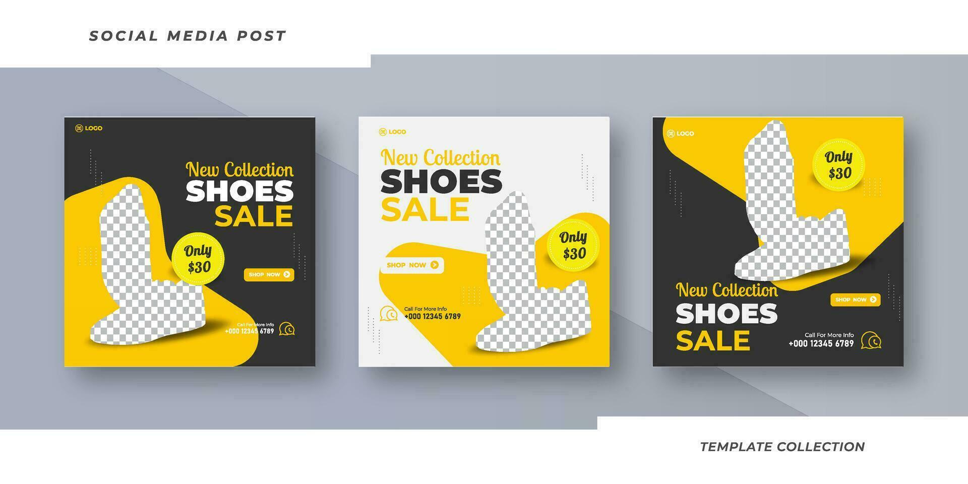 Novo coleção sapatos venda social meios de comunicação postar Projeto pró vetor