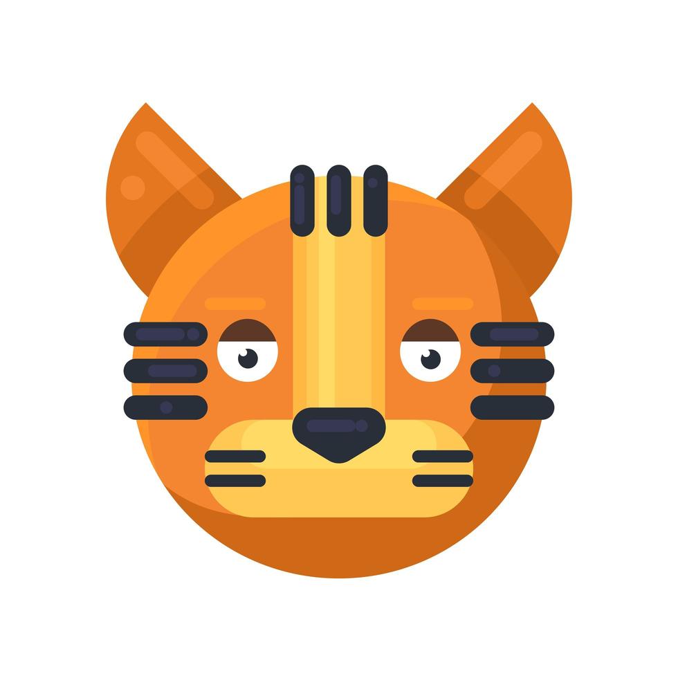 Vetor de emoji de expressão neutra de rosto de tigre pocker