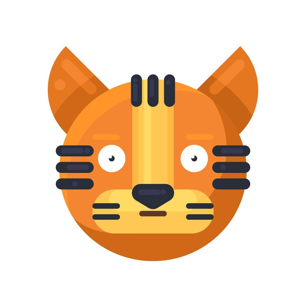 Vetor de emoji engraçado de expressão surpresa de tigre