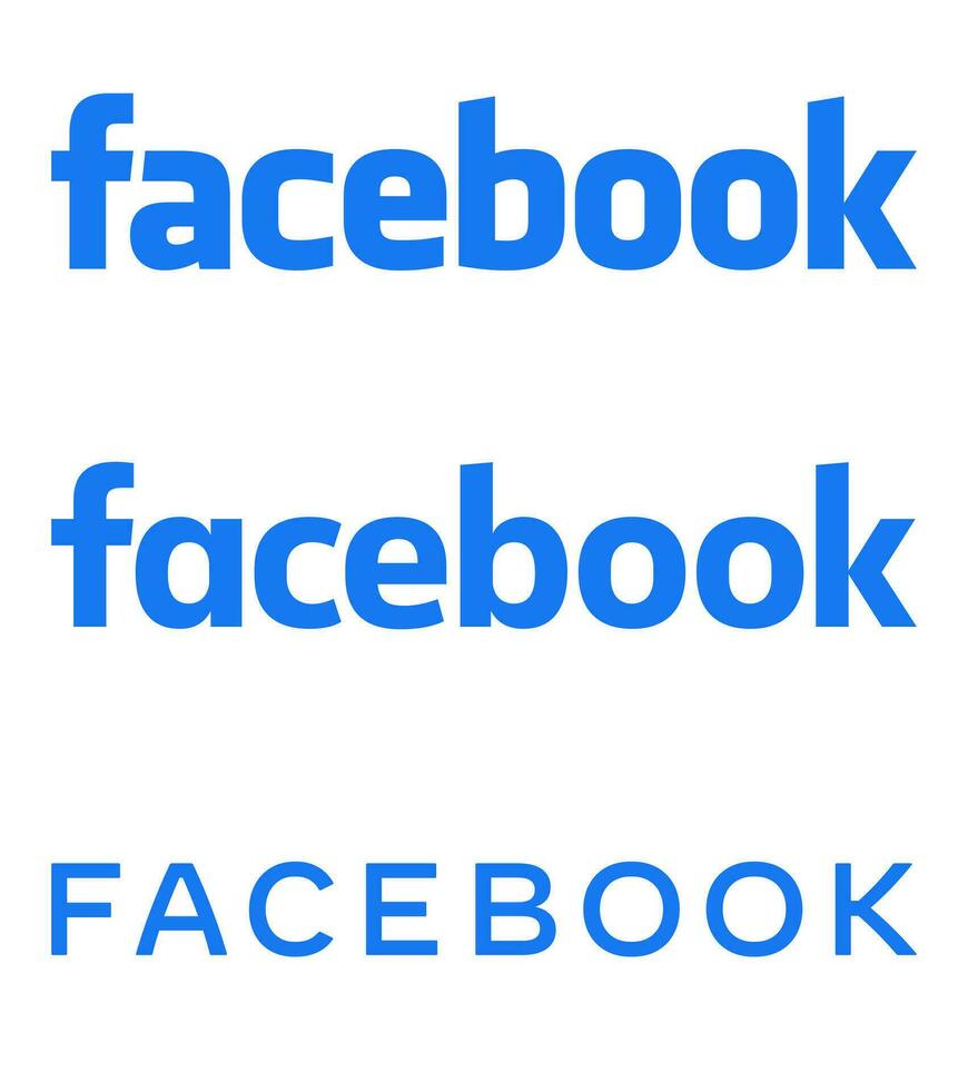 Facebook texto logotipo - vetor conjunto coleção - Mais recentes azul cor Fonte - isolado. original Facebook nome tipo para rede página, Móvel aplicativo ou impressão materiais.