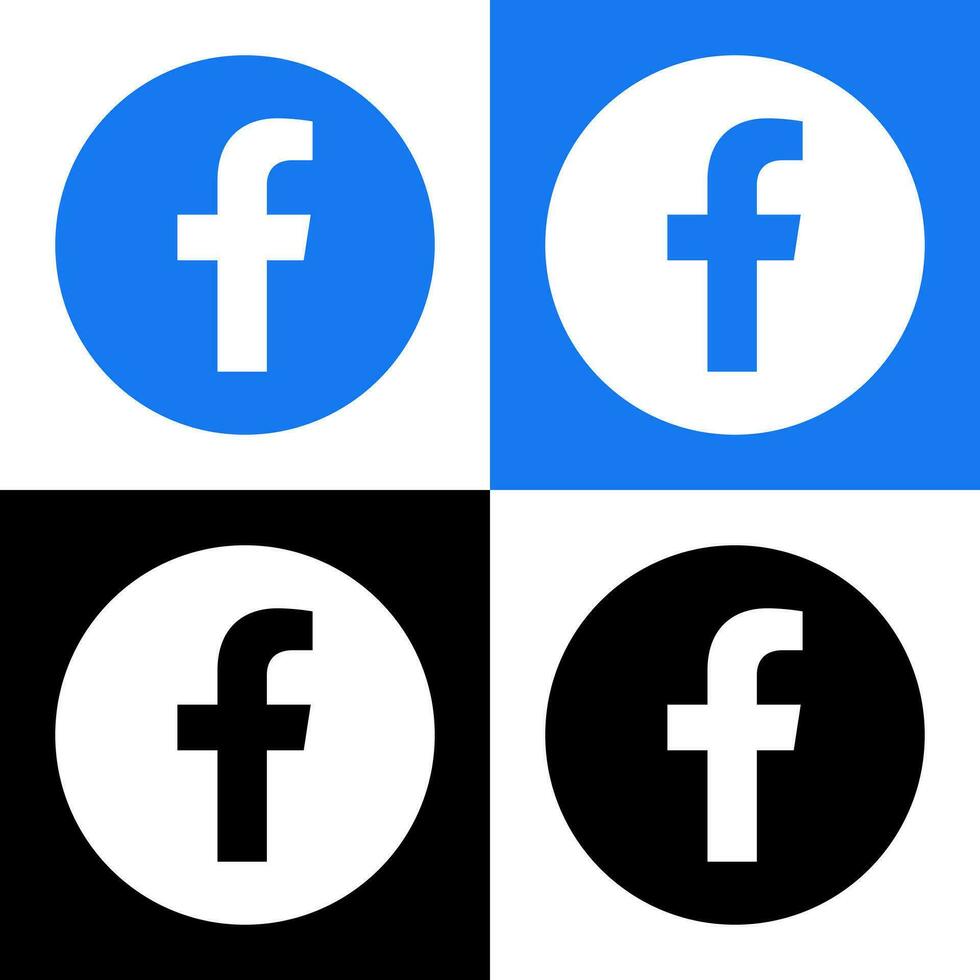 Facebook logotipo - vetor conjunto coleção - Preto silhueta forma - original Mais recentes azul cor - isolado. f ícone para rede página, Móvel aplicativo ou imprimir.