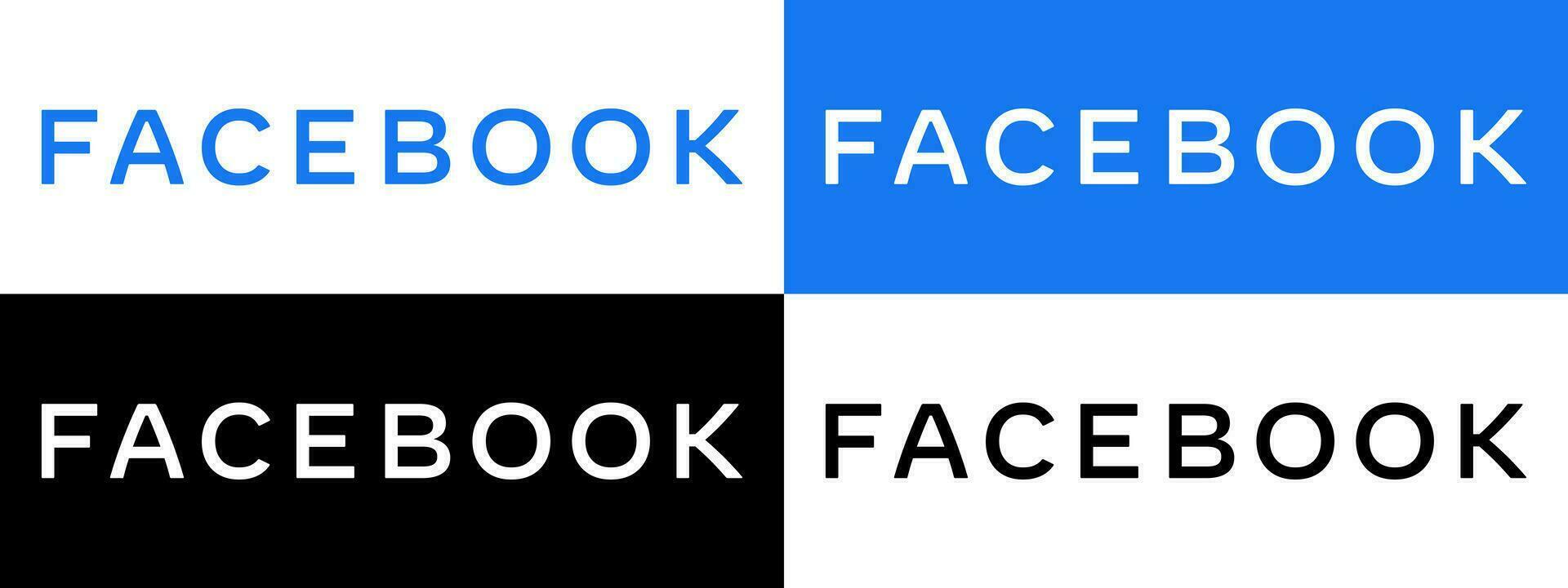 Facebook texto logotipo - vetor conjunto coleção - Preto silhueta - Mais recentes azul cor Fonte - isolado. original Facebook nome tipo para rede página, Móvel aplicativo ou impressão materiais.