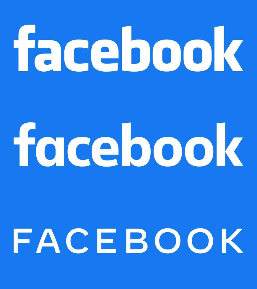 Facebook texto logotipo - vetor conjunto coleção - Mais recentes azul cor Fonte - isolado. original Facebook nome tipo para rede página, Móvel aplicativo ou impressão materiais.