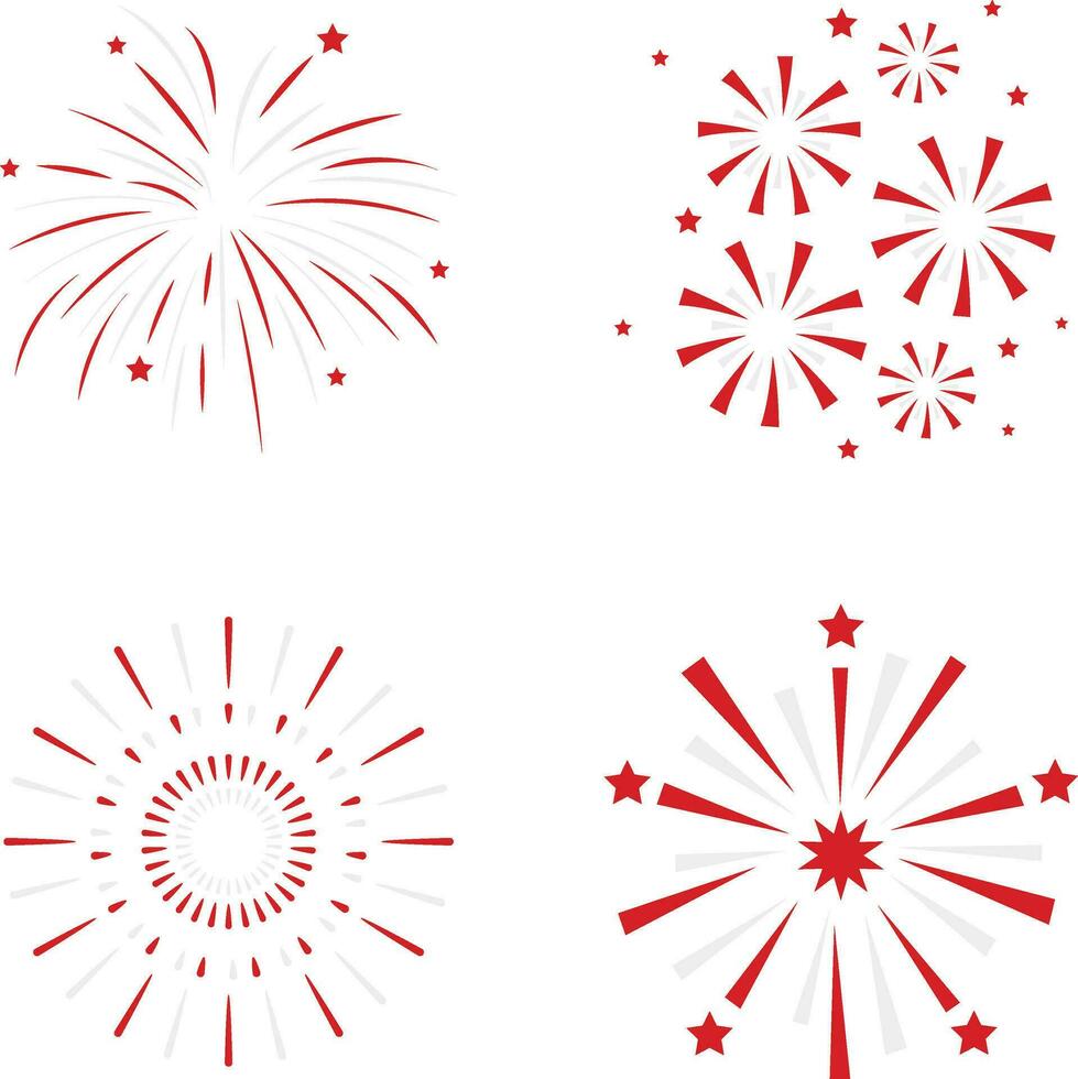 indonésio independência dia fogos de artifício dentro plano Projeto. vetor ilustração definir.